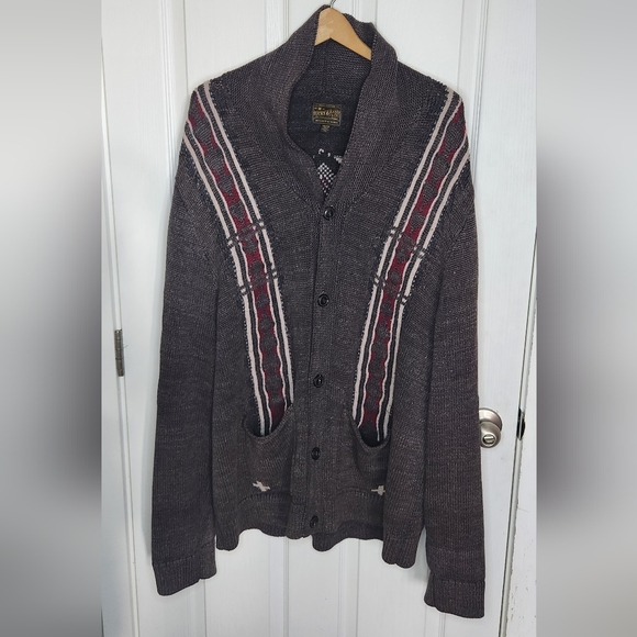 Lucky Brand Mens Washed Navajo Cardigan Sweater - Aztec Print, 2XLSize: 2XL - Picture 3 of 7